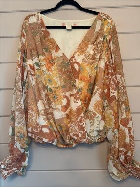 Flying Tomato Women’s Floral Paisley Wrap Blouse